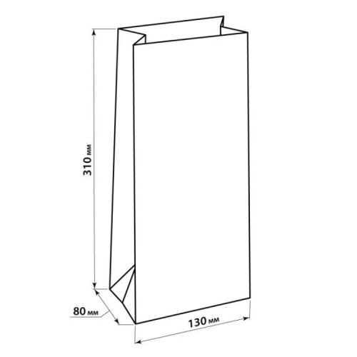 Паперовий крафт пакет Саші 13x8x31 коричневий без ручок